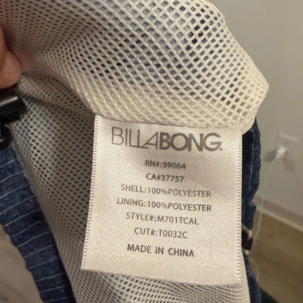 Billabong Windbreaker Jacket Blue Zip Up Hooded Lightweight Size Small - Picture 9 of 9